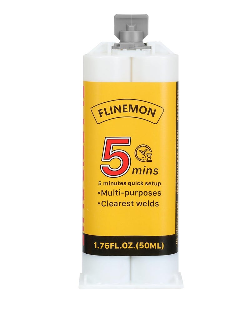 Flinemon 5 Minute Epoxy Clear, Fast Cure Epoxy Resin, Waterproof Adhesive Glue, Liquid High Strength Epoxy Suitable for Plastic, Metal, Ceramic, Fishing Rod, Stainless Steel, Wood Filler, 1.76 oz - Image 1